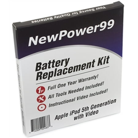 Apple Ipod Battery Replacement - Apple iPod 5th Generation with Video Battery Replacement Kit with Tools, Video Instructions, Extended Life Battery and Full One Year Warranty