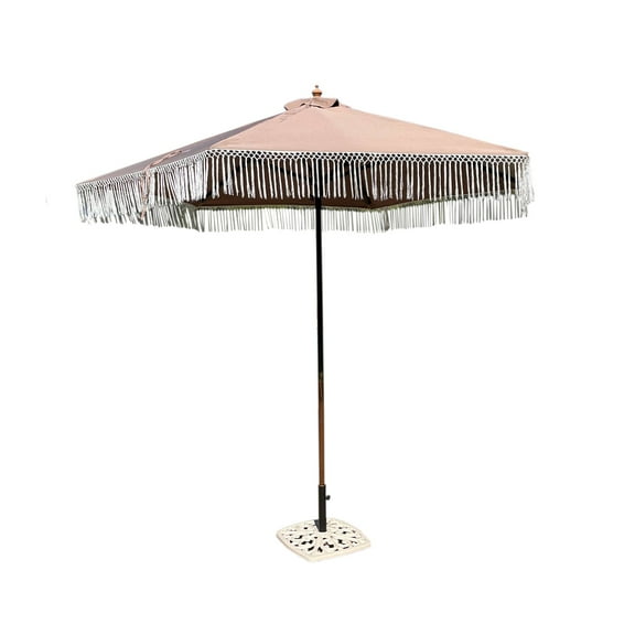 9ft 6 Ribs Replacement Umbrella Canopy w/ Tassels in Taupe (Canopy Only)