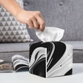 thumbnail image 6 of Rateoe Abstract Black White Swirls Pattern Tissue Box Cover, Modern Square Decorative Leather Facial Paper Case Organizer Holder Dispenser 5X5X5'', 6 of 7