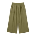 thumbnail image 4 of Ahabrexf Women's Natural Fiber Linen Cropped Pants, Elastic Waist Wide Leg Pocketed Casual Cropped Trousers for Summer Daily Wear, 4 of 9