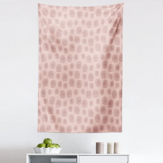 Pastel Tapestry, Modern Pattern of Hand Drawn Like Whirling Circles Quirky Abstract Themed, Fabric Wall Hanging Decor for Bedroom Living Room Dorm, 5 Sizes, Blush and Dried Rose, by Ambesonne