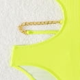 thumbnail image 6 of ZQUUVOU Women's One Piece Bikini Halter Tummy Control Solid Color Swimsuit (Yellow,S), 6 of 7