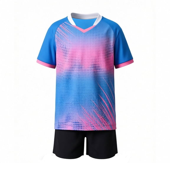 ITSAME Boys Football Athletic Outfits 2 Piece Short Sleeve Top and Shorts Soccer Uniform Set Blue Size 12M