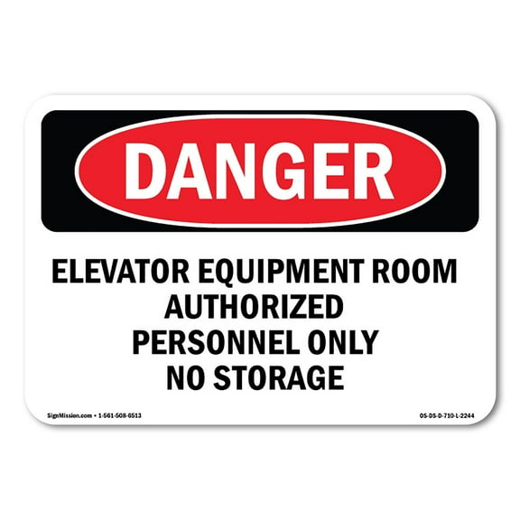 OSHA Danger Sign - Elevator Equipment Room Authorized Personnel | Decal | Protect Your Business, Construction Site, Shop Area | Made in The USA