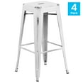 thumbnail image 3 of Flash Furniture Kai Commercial Grade 4 Pack 30" High Backless Distressed White Metal Indoor-Outdoor Barstool, 3 of 11