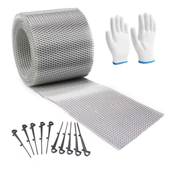 ATALRPOU Expanded Metal Gutter Screen Roll in Aluminum, Flexible Drainage Cover for Roof Gutters and Roof Edge Troughs Outdoors