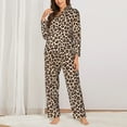 thumbnail image 2 of Pajamas for Women Set - Leopard Print-2 Comfy Long Sleeve Button Up Pajama Sets for Women 2 Piece, Soft Sleepwear Nightwear Pjs Lounge Sets for Women with Pockets, 2 of 6
