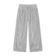 thumbnail image 5 of ZHYou No Boundarie Women's Casual Fleece Pants High Drawstring Waist Wide Leg Thick Warm Winter Loungewear Loose Sweatpants with Pockets,Gray,Size XL, 5 of 8