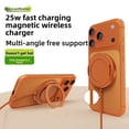 thumbnail image 3 of 25W for MagSafe Wireless Charger, Fast Magnetic Wireless Charging Pad Ultra-thin Portable Built Ring Stand Qi2.2 Certified Aluminum Alloy Glass Panel for iPhone 17 16 15 14 13 12 Series& AirPods 4-2, 3 of 9
