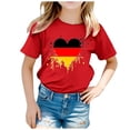 thumbnail image 4 of Hauts et T-Shirts pour Filles, T-Shirt à Manches Courtes et Col Rond avec Imprimé Drapeau Allemand, Tendance Mode Florale, 4 of 4