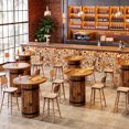 thumbnail image 6 of Finmind Round Bar Table, 39.4-inch Tall Counter Height Home Bar Unit, Bistro Pub Table for Kitchen, Living Room, Rustic Brown (Only Table), 6 of 8