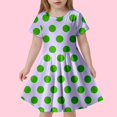 thumbnail image 2 of Robes pour Filles Enfant Filles Été Imprimé à Pois Ajusté Doux Respirant à Manches Courtes Robe Décontractée Robe Nouveau-Né Violet Pâle 4 Ans-5 Ans, 2 of 4