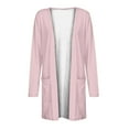 thumbnail image 4 of Scyoekwg Cardigans for Women Lightweight Open Front Cardigan Casual Long Sleeve Knit Cardigans with Pockets Solid Color Comfy Cardigans (Pink,M), 4 of 5