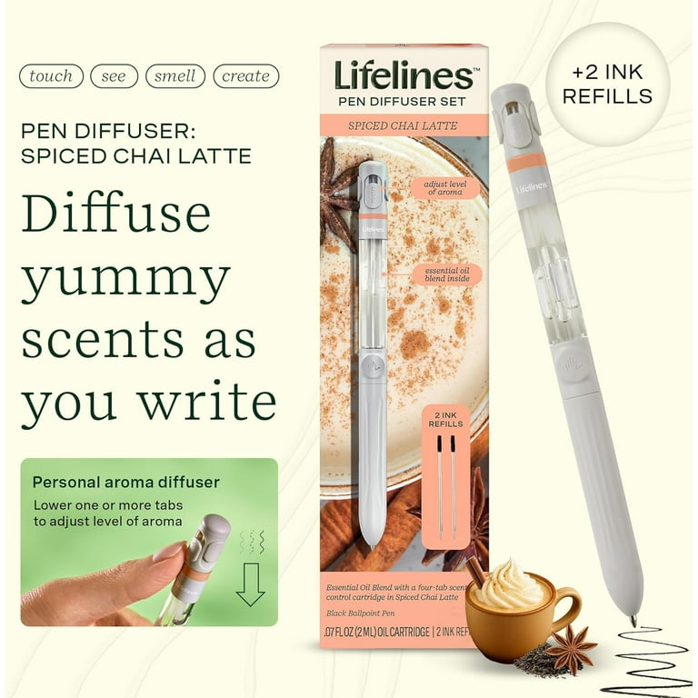 Lifelines Pen Diffuser Set, Spiced Chai Latte Scent, 1mm Black