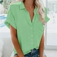 thumbnail image 3 of Button Up Shirt Women! Comdrip Sleeve Blouse Short Casual Popular Fashion Tee Tops(S 3XL) Pocket Button Womens Women's T Shirts Short Sleeve Shirts for Women Mint Green XL, 3 of 6