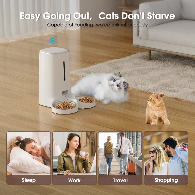 GOOVI Automatic Cat Feeders, Dog Food Dispenser 4L, Programmable