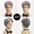 thumbnail image 4 of Fashionable Men's Silver Gray Short Hair Wig | Synthetic High Temperature Fiber Head Cover, 4 of 6