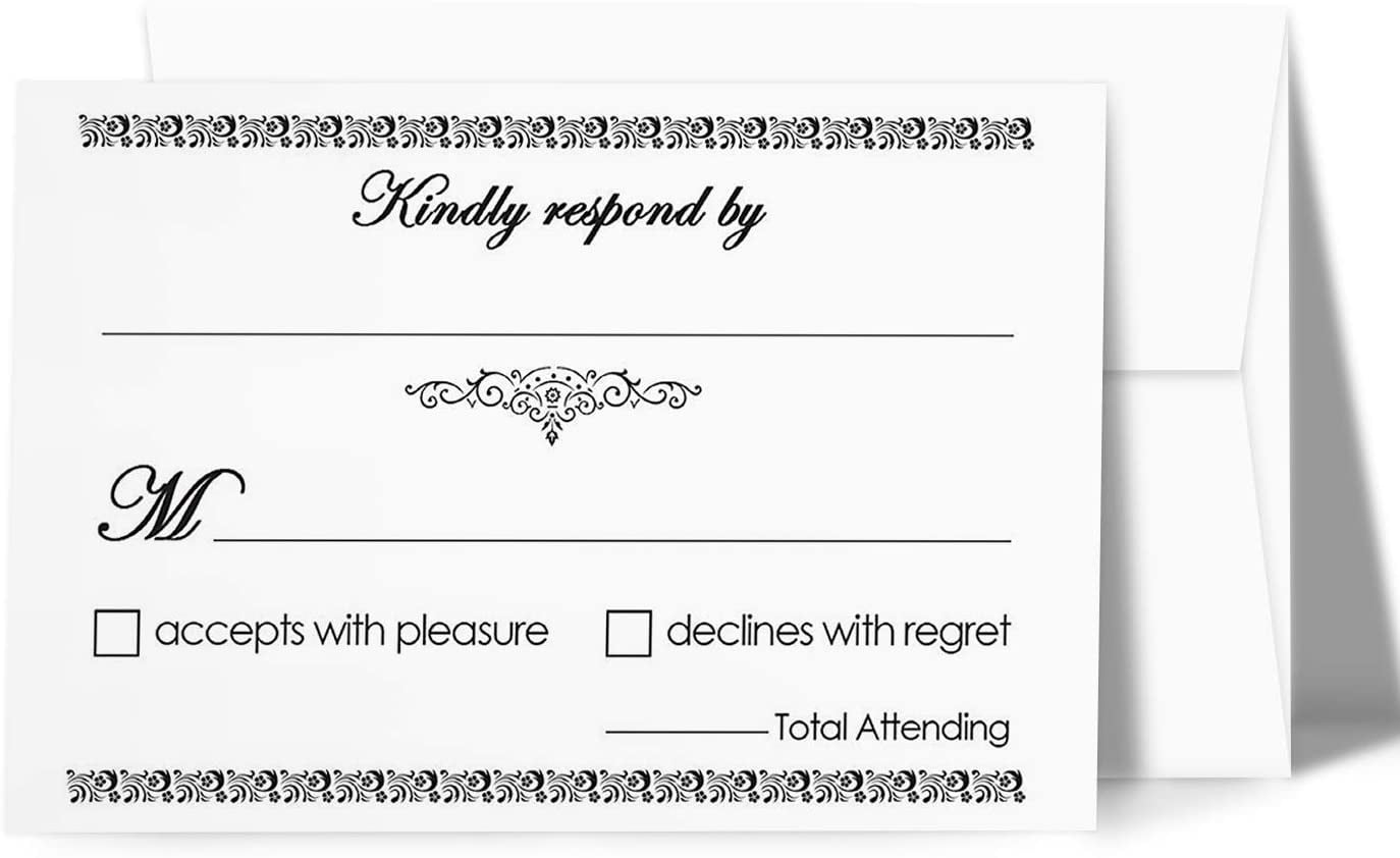 RSVP Wedding Return Cards - White - Size 4 x 6 With A6 Envelopes - 50 Per Pack - Walmart.com ...
