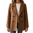 thumbnail image 2 of BXJX Girls Peacoats, Lapel Collar Double Reasted Casual Long Sleeve Kids Mid-length Outerwear Brown Size 11-12 T, 2 of 8
