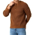 thumbnail image 4 of QDG Mens Henley Knit Pullover Sweater Waffle Crewneck Casual Texture Fashion Sweater, 4 of 9