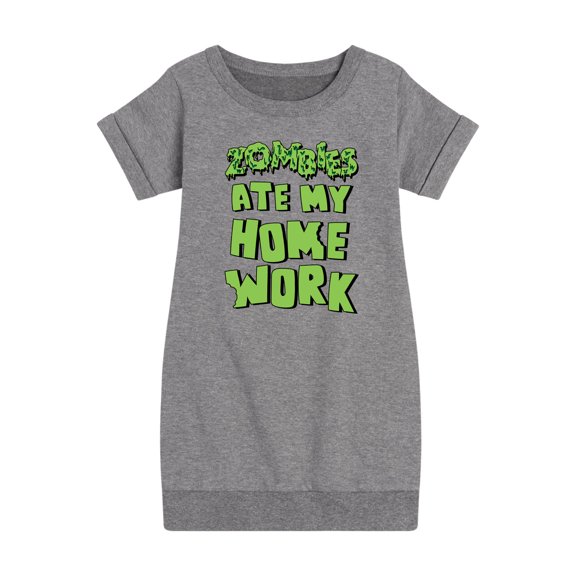 Instant Message - Zombies Ate My Homework  - Toddler & Youth Girls Fleece Dress