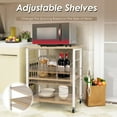thumbnail image 6 of Giantex Bakers Rack 3-Layer Microwave Stand, Kitchen Rolling Cart with 4 Universal Wheels and 10 Removable Hooks, Coffee Cart Shelf Organizer for Kitchen, Living Room, Entryway, Maple, 6 of 8