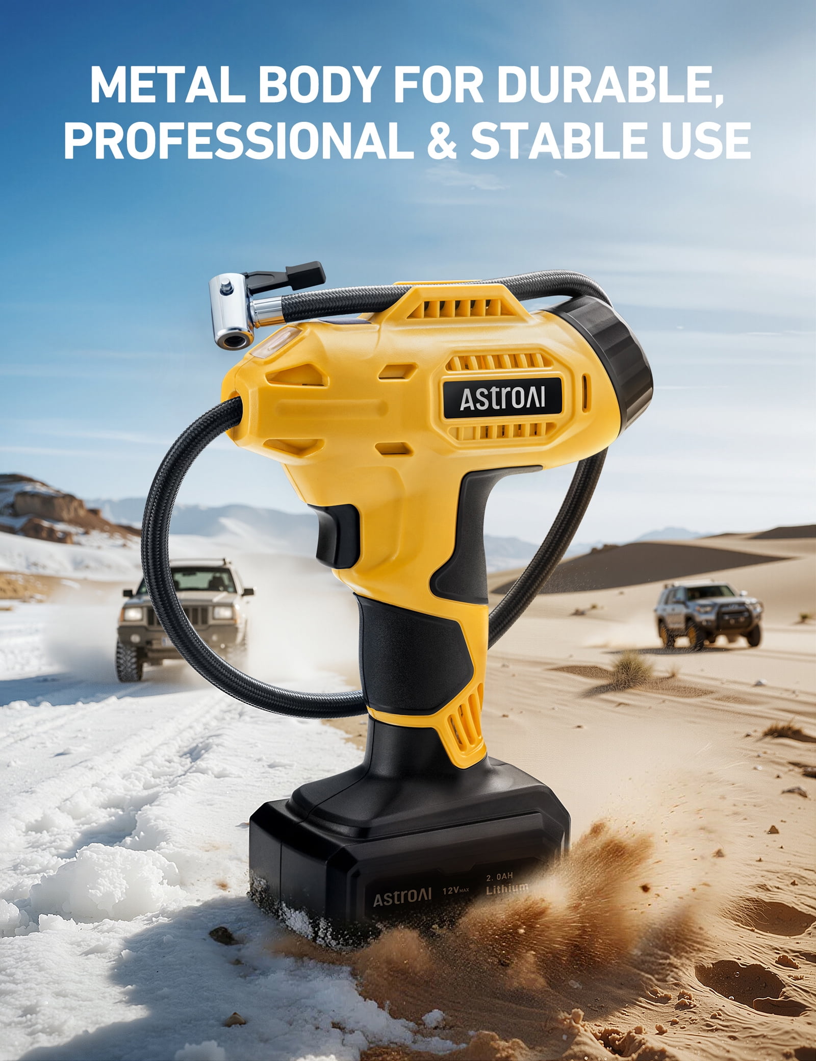 AstroAI C3 Cordless Tire Inflator Air Compressor 12V Rechargeable Battery Powered 160PSI