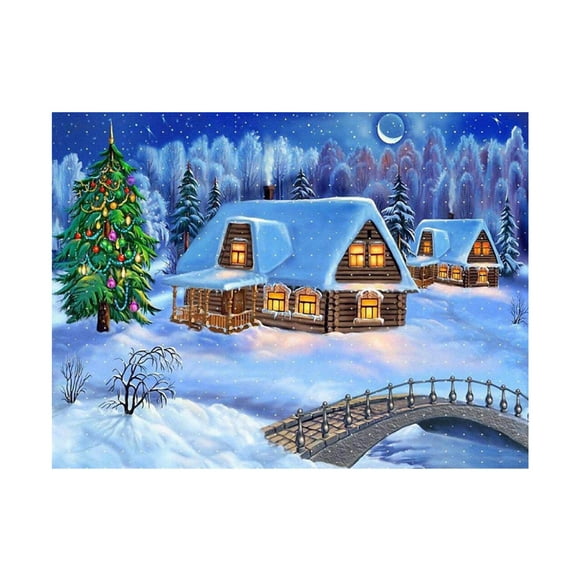 DIY 5D Diamond Painting Kit Christmas Style Pattern Full Drill Diamond Painting Acrylic Rhinestone Mosaic Painting Craft Xmas Home Wall Decoration Gift Frameless
