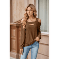 thumbnail image 3 of Blusa de Verano con Escote Cuadrado y Hombros Descubiertos para Mujer, Color Café S, 3 of 8