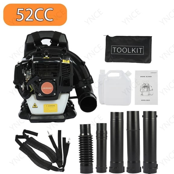 YNCE Leaf Blower - 52CC 550CFM 2 Stroke Backpack Gas Powered Blower, Grass Lawn Air Cooling Gasoline with Air-Cooled, Snow for Garden (Black)