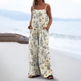 thumbnail image 2 of Cavosen Easter Plus Size Oversized Linen Jumpsuits Long Overalls with Pocket Print Lightweight Summer Work Rompers, 2 of 6