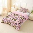thumbnail image 2 of jejeloiu Classic Tribal Twin Comforter Sets For Girls,Traditional Print Bedding Set,Green Multicolor,Pink Reversible,2pcs,1 Comforter and 1 Pillowcase, 2 of 7