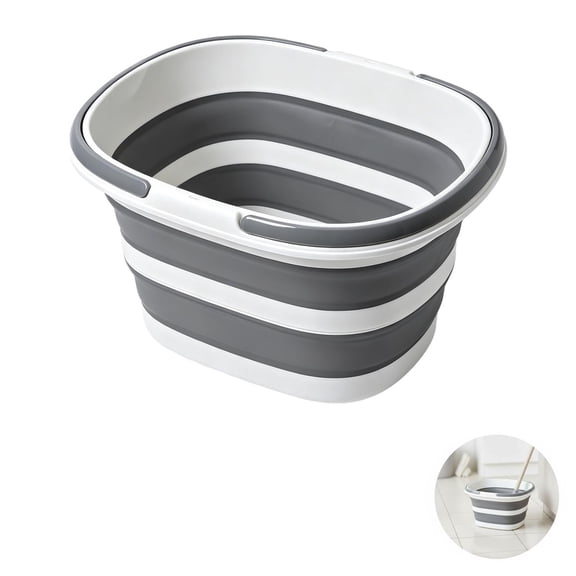 Collapsible Mop Bucket, 16 L/4.2 Gal Foldable Cleaning Pail with Handle, Portable Storage Tub, Space-saving Silicone Plastic Laundry Bucket for Home, Car Wash, Camping