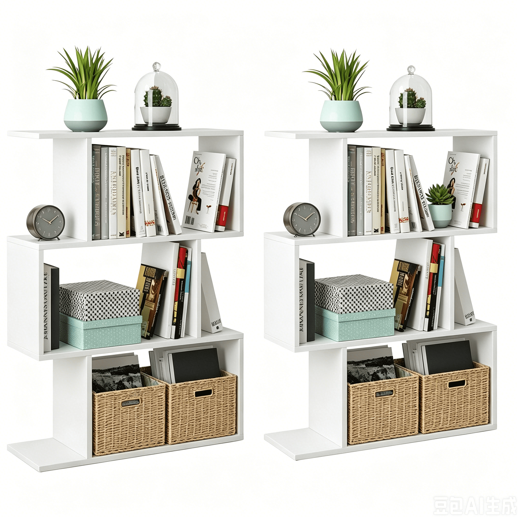 Three Layer Simple Household White Bookshelf