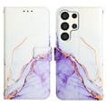 thumbnail image 2 of for Samsung Galaxy S24 Ultra PU Leather Wallet case, Marble Pattern Credit Card Holder,Flip Folio Book Kickstand Cover Women Men with Long + Short Strap for Samsung Galaxy S24 Ultra, Purple/White, 2 of 6