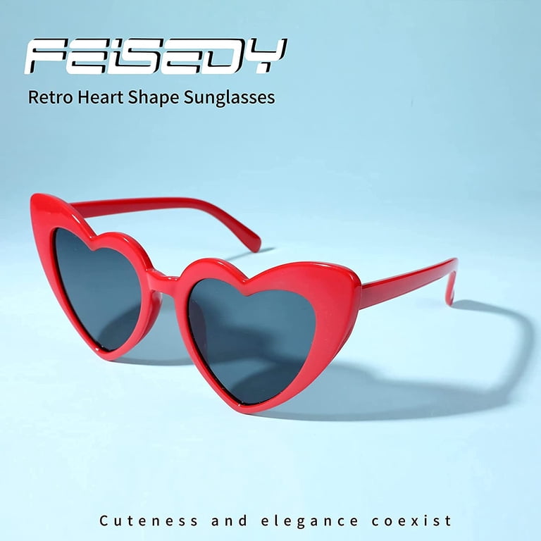 FEISEDY Vintage Heart Shaped Sunglasses Women Stylish Love 