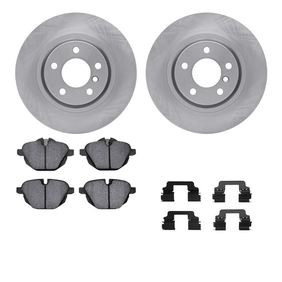 Dynamic Friction Company Rear Brake Rotors with 5000 Euro Ceramic Brake Pads includes Hardware 6612-31484