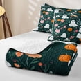 thumbnail image 4 of Erosebridal Hippie Floral Quilt Full, Cute Ghost Full Bedspread Sets for Boys Girls, Dark Green Orange, 3-Piece 1 Coverlet and 2 Pillowcases, 4 of 7