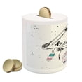 thumbnail image 2 of Indie Piggy Bank, Boho Style Arrows Triangle Shape Dream Hand Writing Feathers, Ceramic Coin Bank Money Box for Cash Saving, 3.6" X 3.2", White Black, by Ambesonne, 2 of 4