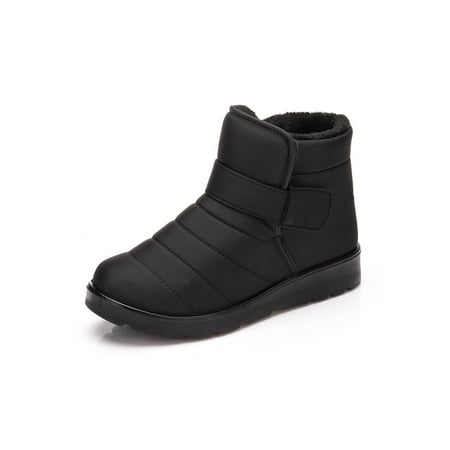 

Woobling Women Comfort Winter Warm Shoes Mid Heel Snow Boots Casual Slip Resistant Black 7.5