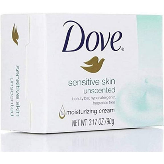 Dove Sensitive Skin Unscented Moisturizing Cream Bar Soap, 3.15, 3 Pack