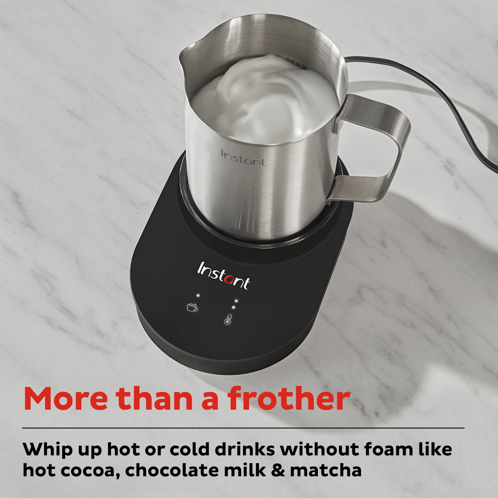 Instant Magic Froth 9-in-1 Electric Milk Steamer and Frother, 17oz  Stainless Steel Pitcher, Hot and Cold Foam Maker and Milk Warmer