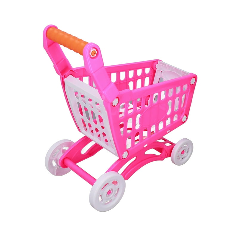 Kids Shopping Cart Play Food Toys Kids Shopping Cart Set Plastic For Learning Development Pink