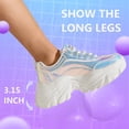 thumbnail image 3 of LUCKY STEP Chunky Sneakers for Women Fashion Platform White Leather Casual Dad Shoes,White Hologram, 3 of 11