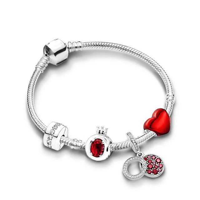 Seialoy, pulseras con colgante de llave de corazón Chapado en plata para mujeres, pulsera Original con cuentas de corona de princesa para niñas, joyería para esposa Tan Jianjun unisex