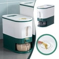 thumbnail image 4 of JOGZMZ Rice Dispenser, Large Grain Container Storage with Lid Measuring Cylinder Household Cereal Dispenser Bucket for Kitchen Soybean Corn166 Green 13.19×11.42×6.5in, 4 of 7