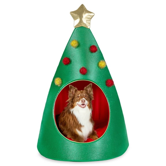 Vibrant Life Christmas Tree Extra Large Holiday Pet Bed, Green and Red, 38" x 50"