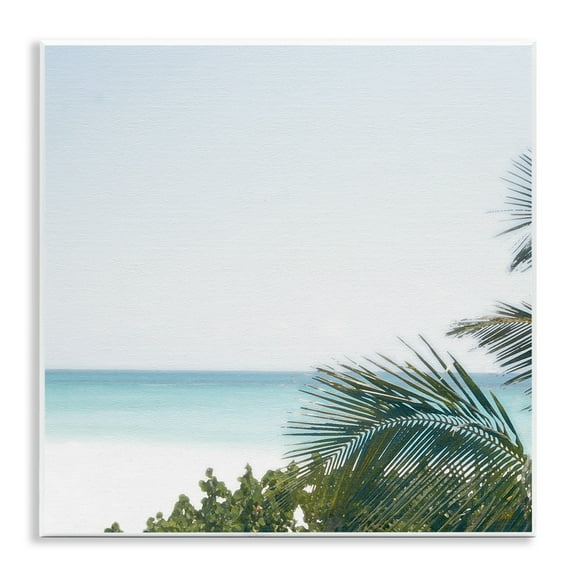 Stupell Industries Calm Beach Palms Coastal Photography Unframed Art Print Wall Art, 12 x 12