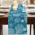 thumbnail image 3 of Table Runners 48 Inches Long Dress Scarves, Blue Coastal Farmhouse Kitchen/Dining Table Runner, Short Coffee Tablerunners, Starfish Coral Summer Beach Ocean 13x48 Inch, 3 of 9