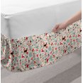 thumbnail image 2 of Christmas Bed Skirt, Vintage Xmas Theme Hearts Jingle Bells Deer Floral Details, Elastic Bedskirt Dust Ruffle Wrap Around for Bedding Decor, 4 Sizes, Petrol Blue Brown, by Ambesonne, 2 of 2